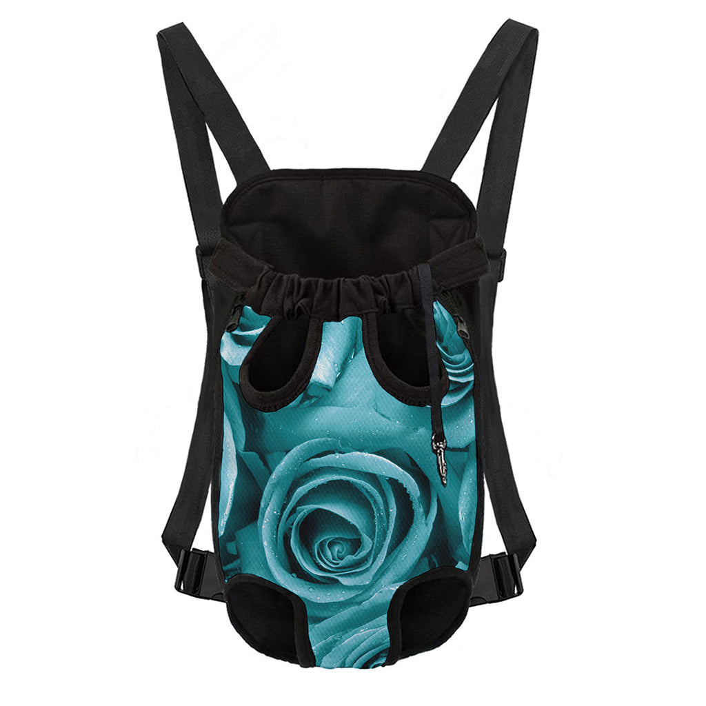 Turquoise Rose Flower Print Pet Carrier Backpack