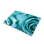 Turquoise Rose Flower Print Pet Cooling Mat Cover