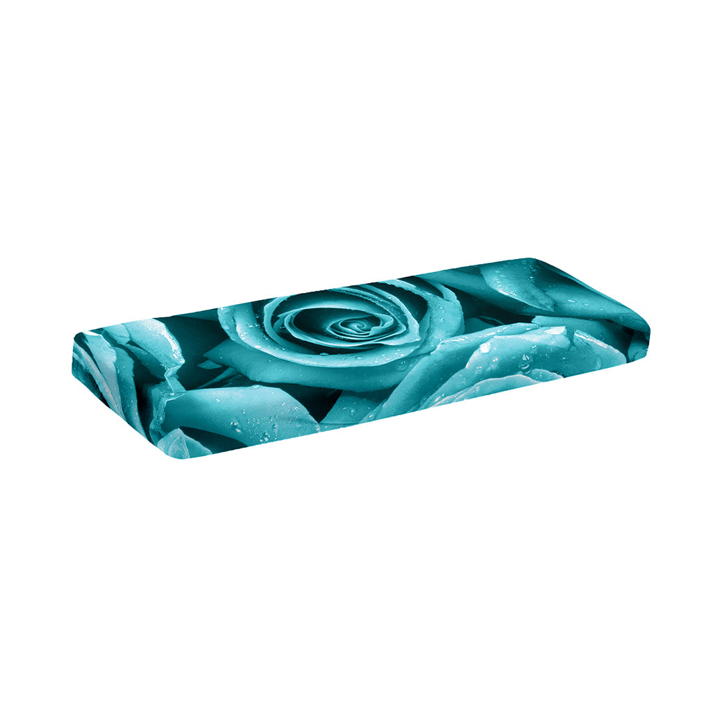Turquoise Rose Flower Print Piano Keyboard Cover