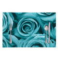 Turquoise Rose Flower Print Placemat