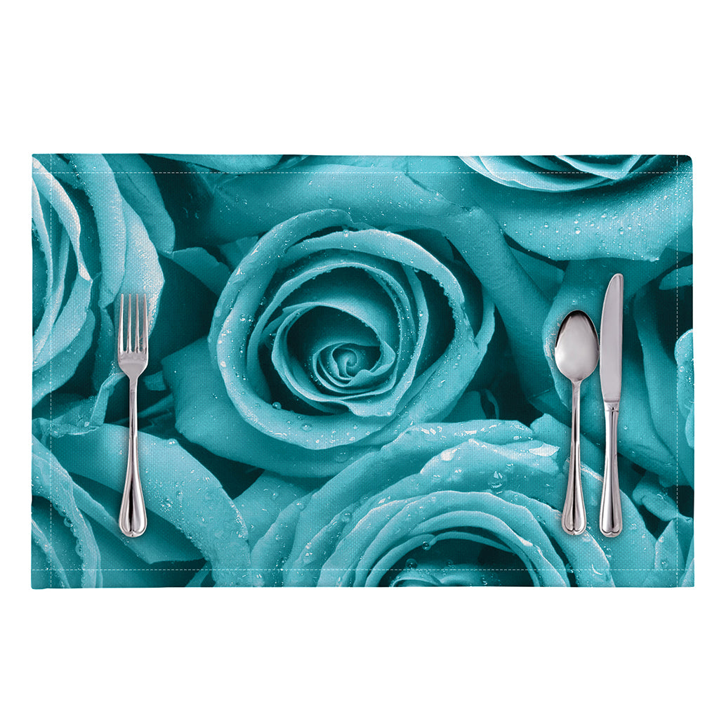 Turquoise Rose Flower Print Placemat