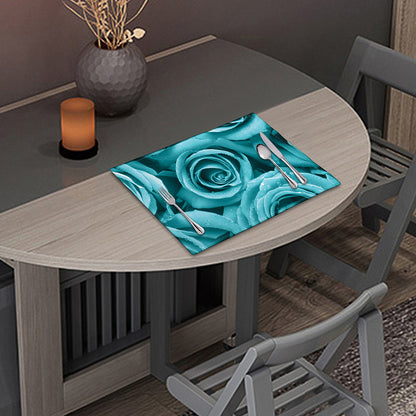 Turquoise Rose Flower Print Placemat
