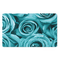 Turquoise Rose Flower Print Polyester Doormat