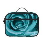Turquoise Rose Flower Print Portable Lunch Bag
