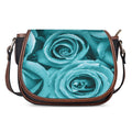 Turquoise Rose Flower Print Saddle Bag