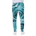 Turquoise Rose Flower Print Scuba Joggers