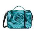 Turquoise Rose Flower Print Shoulder Strap Bible Bag