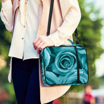 Turquoise Rose Flower Print Shoulder Strap Bible Bag