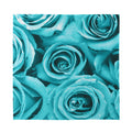 Turquoise Rose Flower Print Silk Bandana