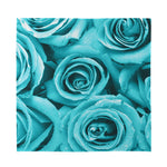 Turquoise Rose Flower Print Silk Bandana