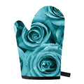 Turquoise Rose Flower Print Single Oven Mitt
