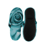Turquoise Rose Flower Print Slippers
