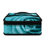 Turquoise Rose Flower Print Small Lunch Bag
