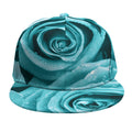 Turquoise Rose Flower Print Snapback Cap