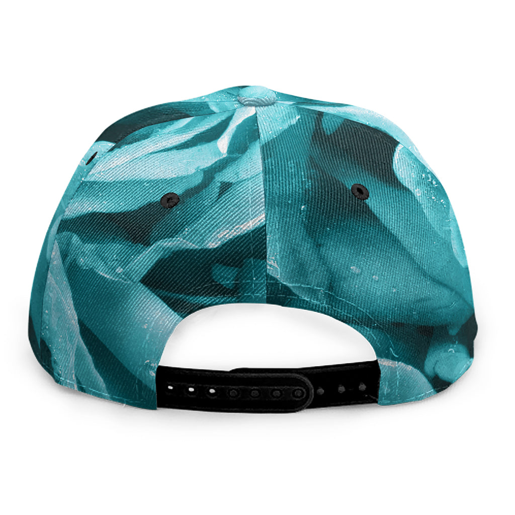 Turquoise Rose Flower Print Snapback Cap