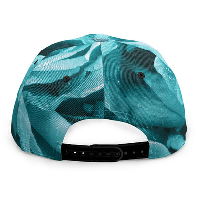 Turquoise Rose Flower Print Snapback Cap