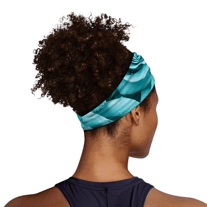Turquoise Rose Flower Print Sports Headband