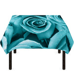 Turquoise Rose Flower Print Tablecloth
