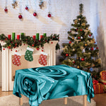 Turquoise Rose Flower Print Tablecloth