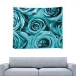 Turquoise Rose Flower Print Tapestry