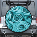 Turquoise Rose Flower Print Tire Cover