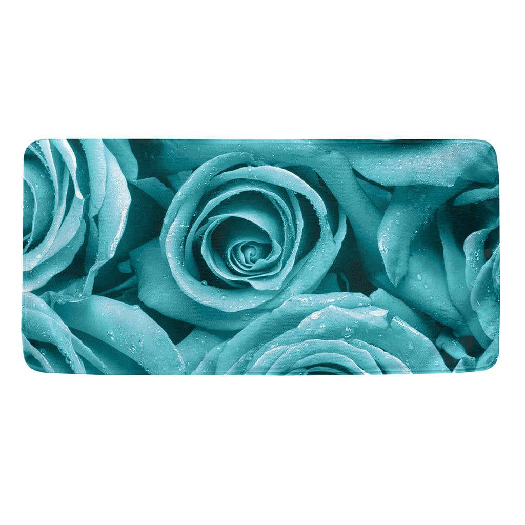Turquoise Rose Flower Print Towel