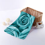 Turquoise Rose Flower Print Towel