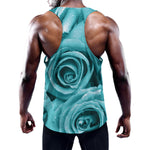 Turquoise Rose Flower Print Training Tank Top