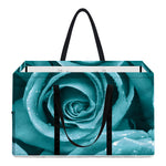Turquoise Rose Flower Print Utility Tote Bag