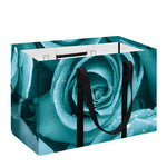 Turquoise Rose Flower Print Utility Tote Bag