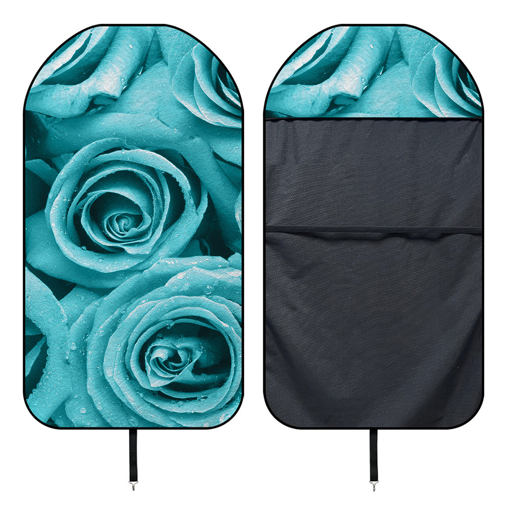 Turquoise Rose Flower Print Waterproof Car Seat Cover