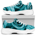 Turquoise Rose Flower Print White Chunky Shoes
