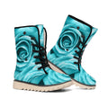 Turquoise Rose Flower Print Winter Boots