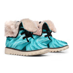 Turquoise Rose Flower Print Winter Boots