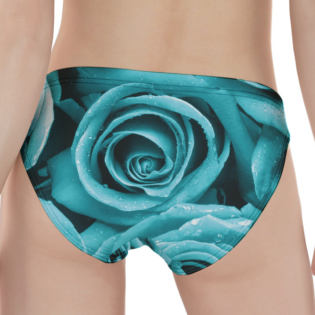 Turquoise Rose Flower Print Women's Panties