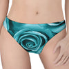 Turquoise Rose Flower Print Women's Thong