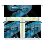 Turquoise Snake Print 3 Piece Kitchen Curtains