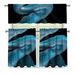 Turquoise Snake Print 3 Piece Kitchen Curtains