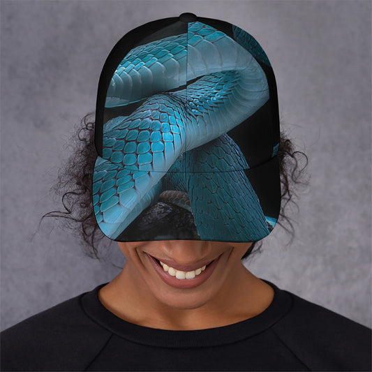 Turquoise Snake Print Baseball Cap