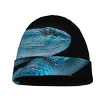 Turquoise Snake Print Beanie