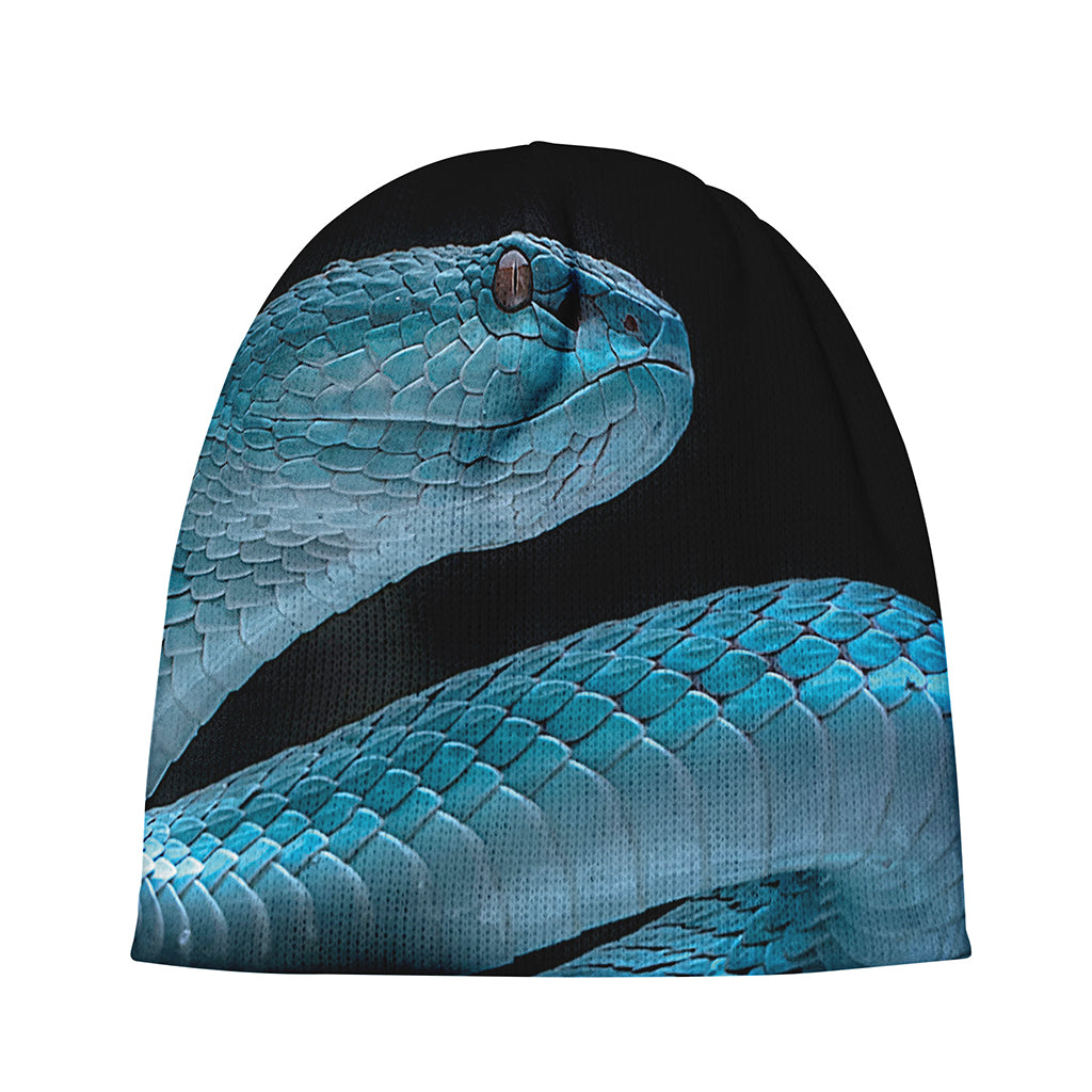 Turquoise Snake Print Beanie