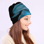 Turquoise Snake Print Beanie