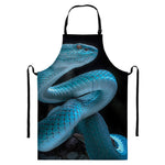 Turquoise Snake Print Bib Apron With Pocket
