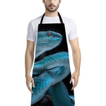 Turquoise Snake Print Bib Apron With Pocket