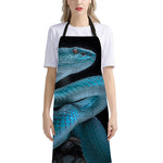 Turquoise Snake Print Bib Apron With Pocket
