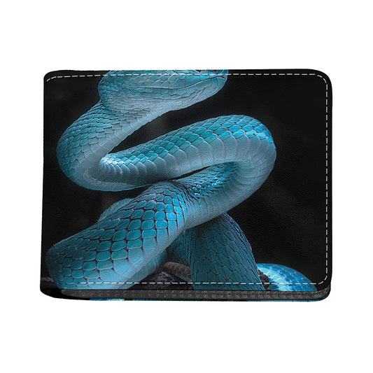Turquoise Snake Print Bifold Wallet