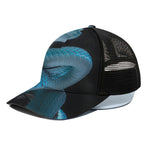 Turquoise Snake Print Black Mesh Trucker Cap