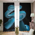 Turquoise Snake Print Dimout Pencil Pleat Curtains