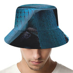 Turquoise Snake Print Bucket Hat