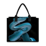 Turquoise Snake Print Canvas Tote Bag